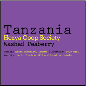 Tanzania Hezya Coop Washed Peaberry