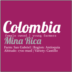 Label for Colombia Mina Rica coffee